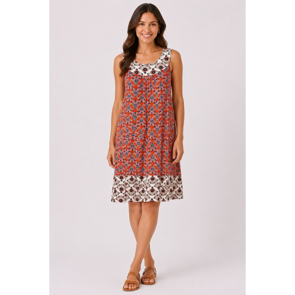 Boden Red Floral Medallion Sleeveless Shift Dress W0118 Womens 8R